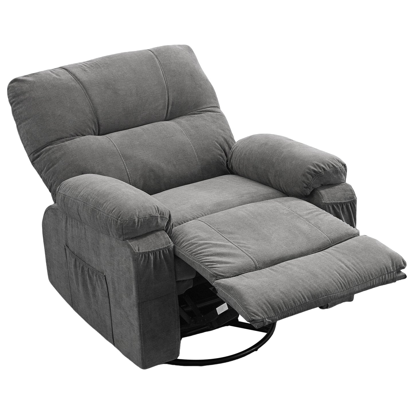 HSUNNS Swivel Recliner Chair for Adults, Oversized Recliner with 2 Side Pockets and 2 Front Pockets, Living Room Single Sofa Home Theater, Comfortable Backrest and Armrests, Light Brown