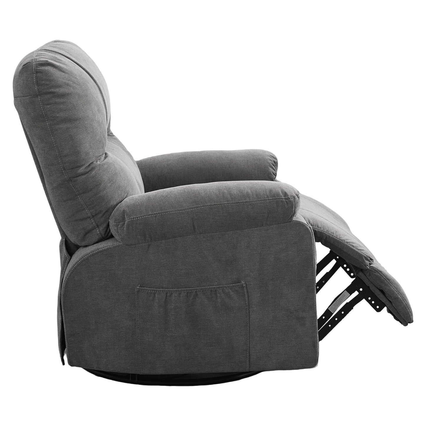 HSUNNS Swivel Recliner Chair for Adults, Oversized Recliner with 2 Side Pockets and 2 Front Pockets, Living Room Single Sofa Home Theater, Comfortable Backrest and Armrests, Light Brown