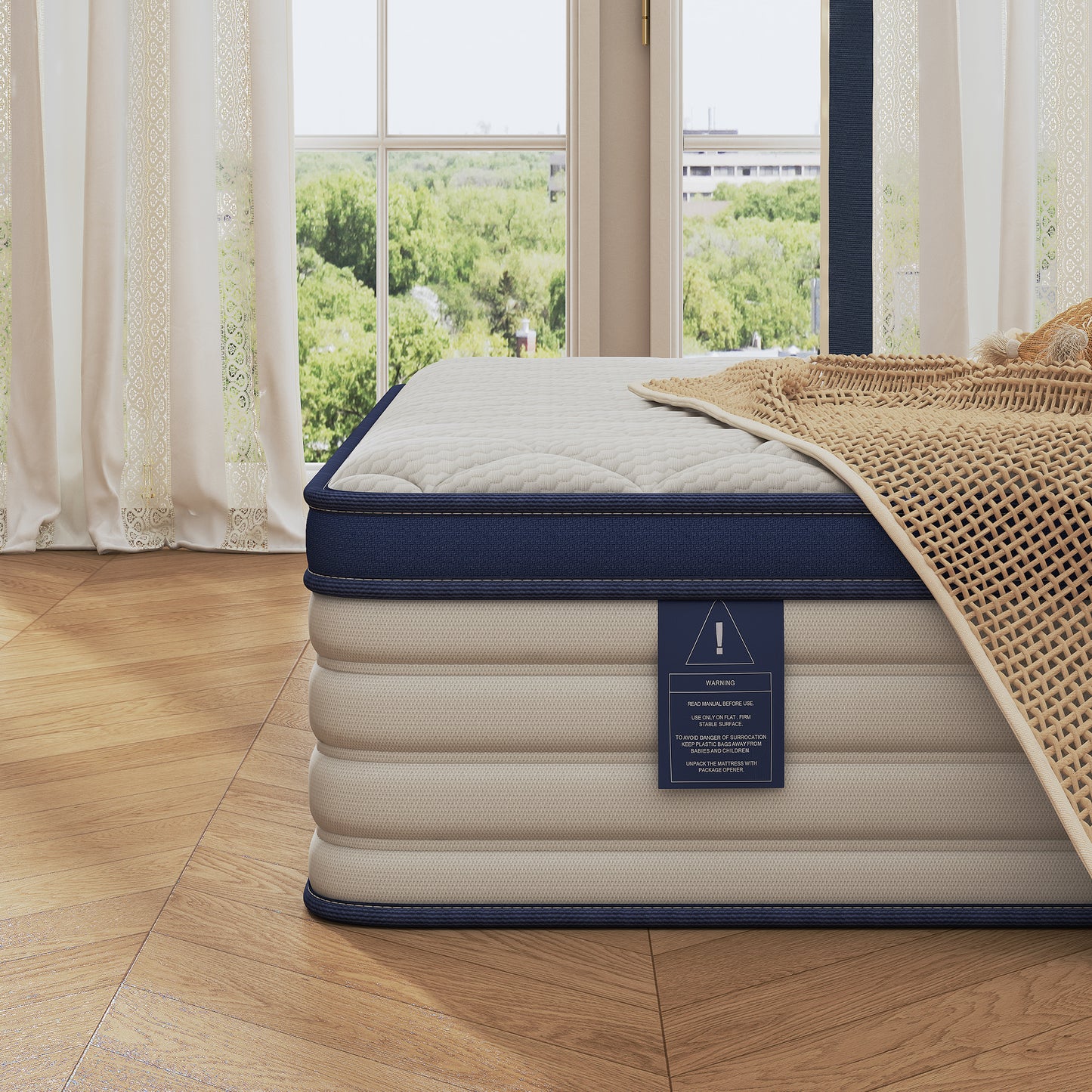 King Mattress 12", HSUNNS Hybrid Mattress with Gel Memory Foam and Independent Pocket Springs, Mattress in a Box, Medium Firm, Pressure Relief & Support, White