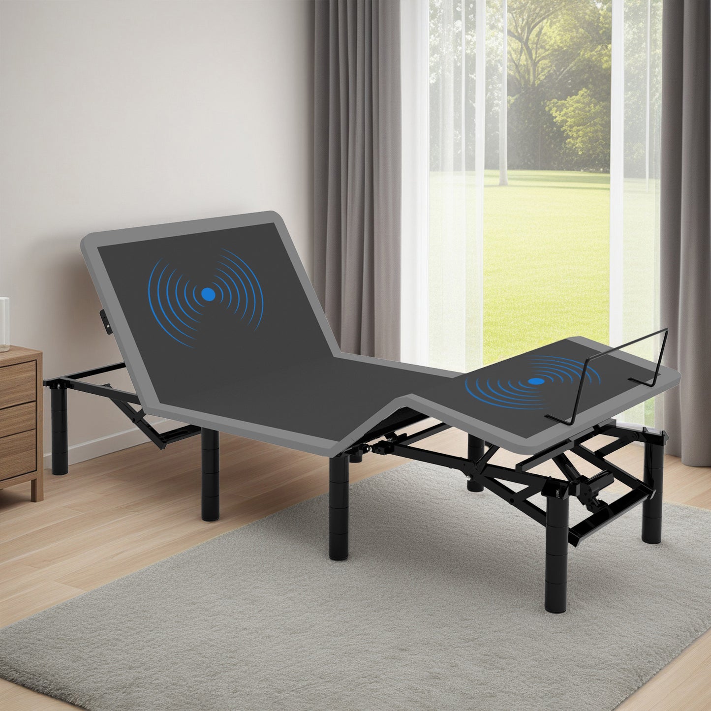 HSUNNS Adjustable Bed Frame Twin XL with Massage, Electric Bed Base with Wireless Remote, Head & Foot Incline, USB Type-A & Type-C Ports, LED Night Light, Quiet Motor, Adjustable Legs, Easy Assembly