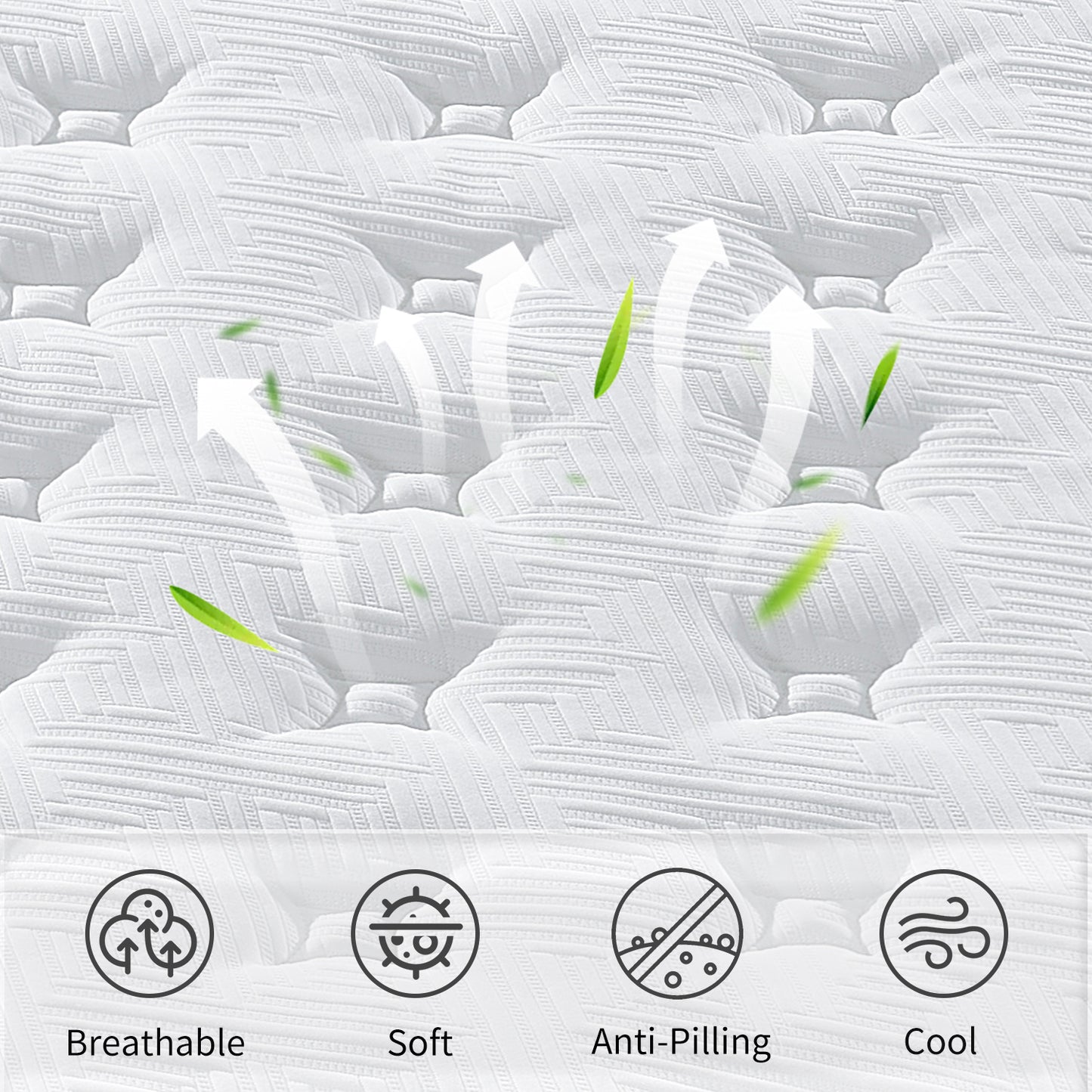 HSUNNS 12" King Size Hybrid Memory Foam Mattress with Breathable Fabric Cover, 7-Zoned Cool Memory Foam Mattress for Sleep Support and Pressure Relief, Medium Firm King Mattress