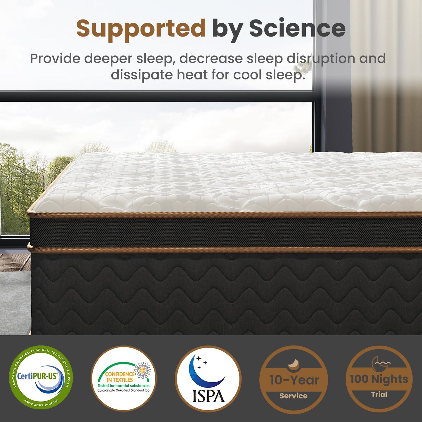 10 Inch Full Mattress in a Box, HSUNNS Hybrid Mattress with Gel Memory Foam and Individual Pocket Spring, Fiberglass-Free Mattress, CertiPur-US and OEKO-TEX Certified, Black