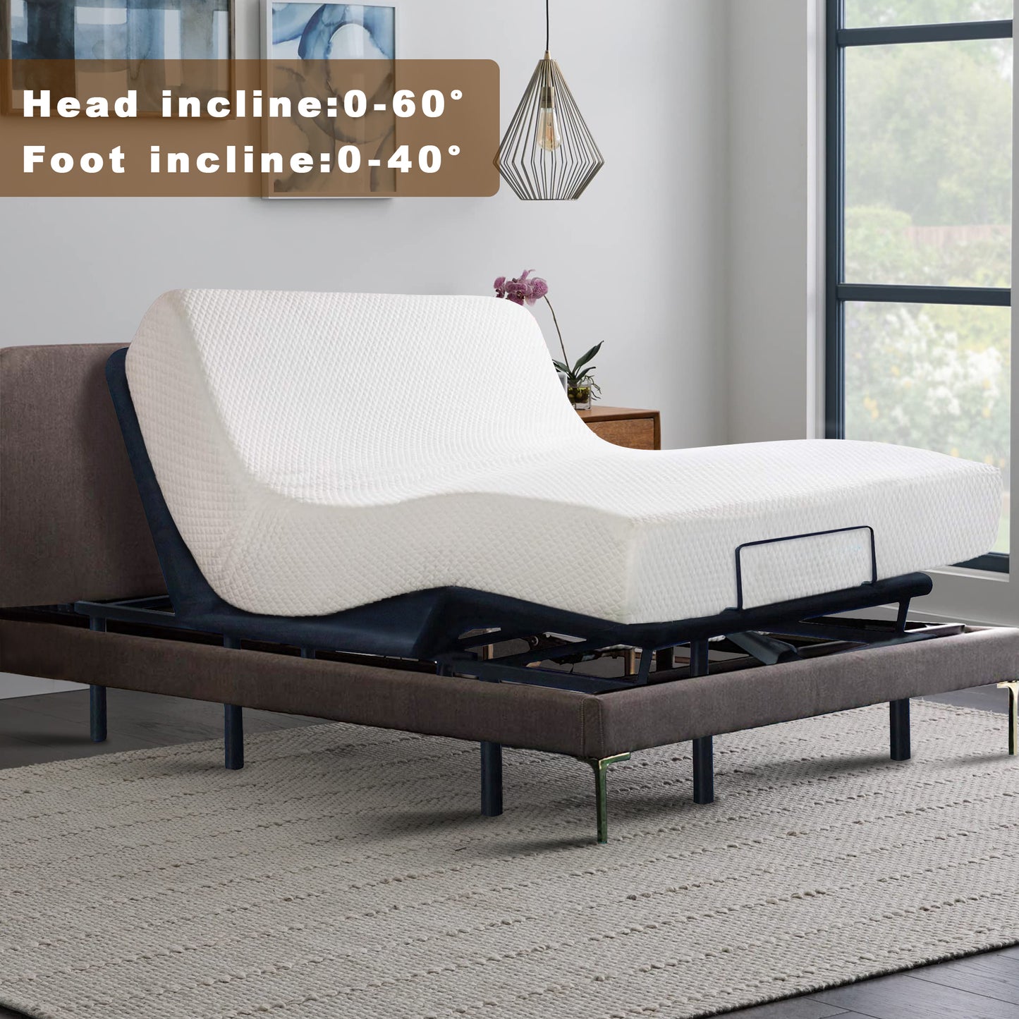 HSUNNS Electric Adjustable Bed Base Frame with Wireless Remote Head and Foot Incline, Power Platform Bed Base with One Touch Comfort Positions, Advanced Smooth Silent Operation, Twin XL
