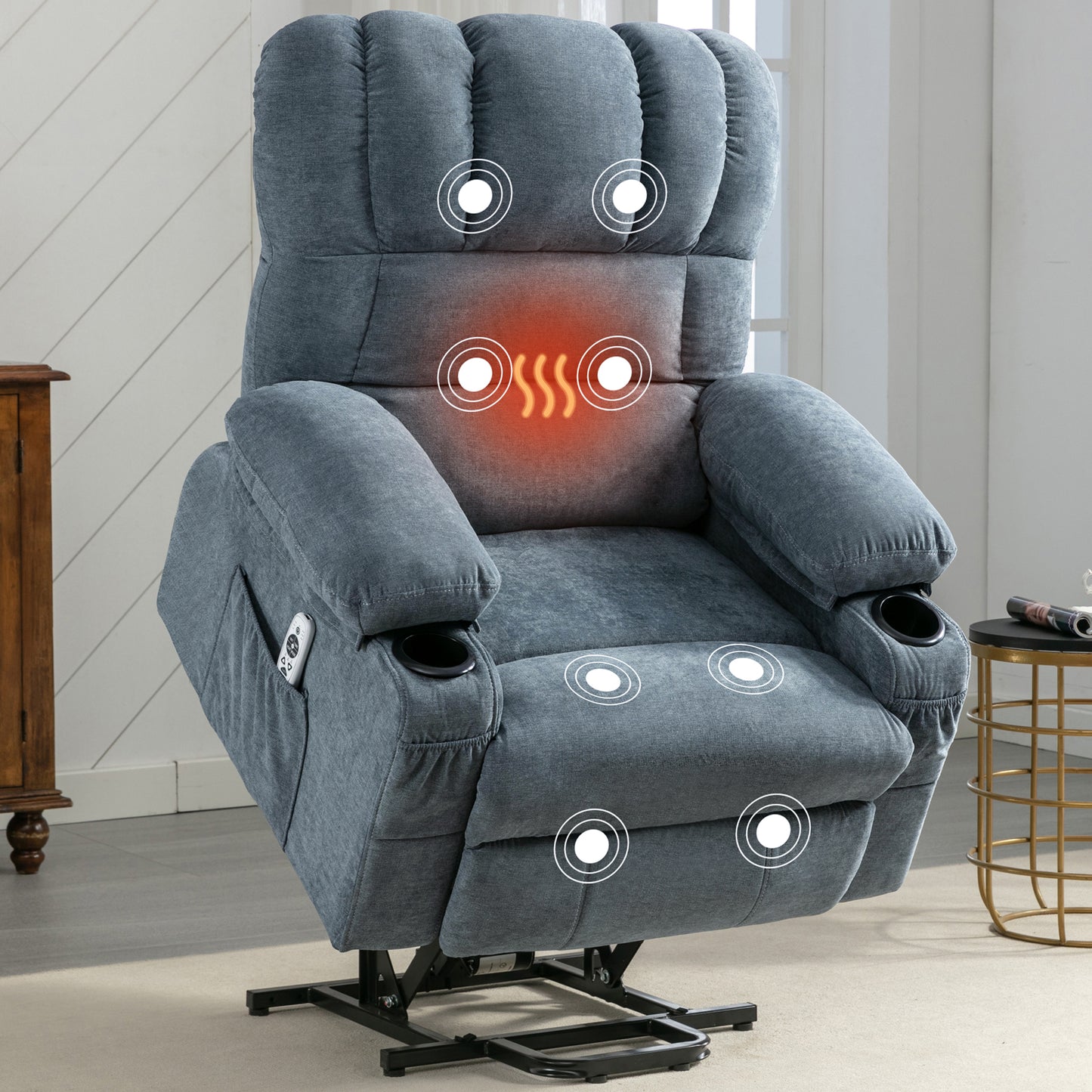 Swivel Lazy Boy Massage Chair HSUNNS Power Lift Recliner Chair With Heat And Vibration Massage, Fabr Swivel Lazy Boy Massage Chair HSUNNS Power Lift Recliner Chair With Heat And Vibration Massage, Fabr