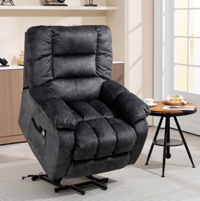 Power Lift Recliner Chair with Massage and Heat, HSUNNS Lift Chair Sofa for Elderly with Side Pockets and Remote, Recliners for Living Room or Senior Living, Smooth Operation, Gray