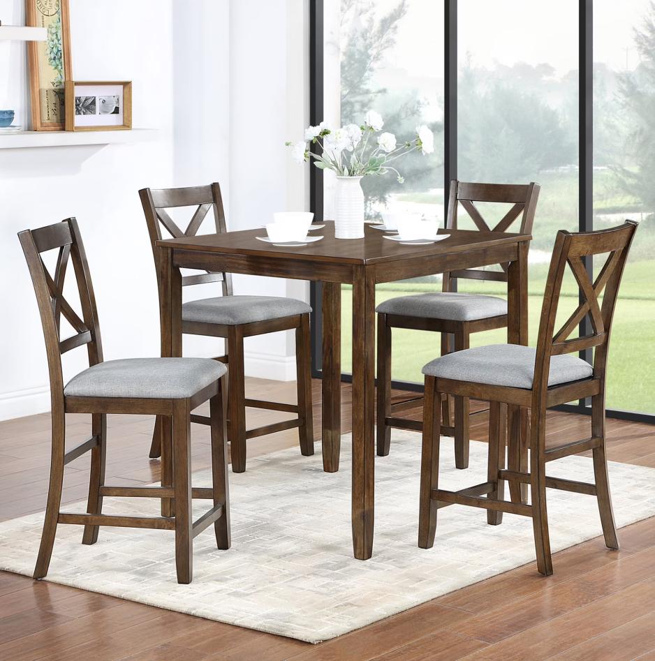HSUNNS Dining Table Set for 4, 34.5" Square Kitchen Table with 4 Upholstered X-Shaped Backrest Chair, Wooden Dining Room Table Set for Small Apartment Living Room Saving Space, Black & Oak