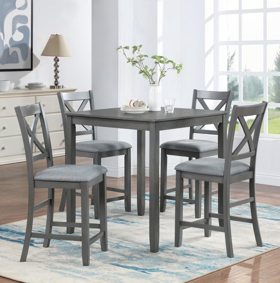 HSUNNS Dining Table Set for 4, 34.5" Square Kitchen Table with 4 Upholstered X-Shaped Backrest Chair, Wooden Dining Room Table Set for Small Apartment Living Room Saving Space, Black & Oak