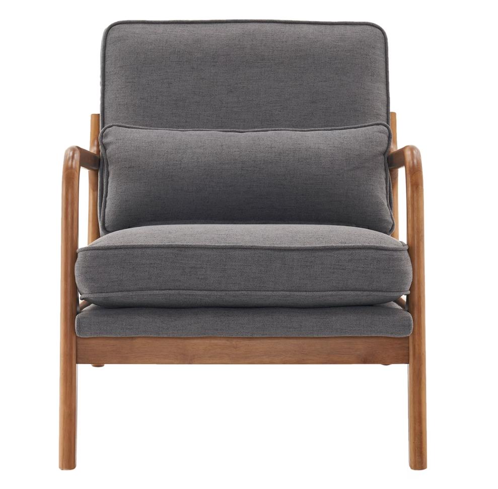 HSUNNS Accent Chair, Mid-Century Modern Living Room Chair Featuring Corduroy Fabric Upholstery & Pillow, Sturdy Solid Wood Frame Lounge Arm Chair with Plush Cushion for Bedroom, Office, Olive Green