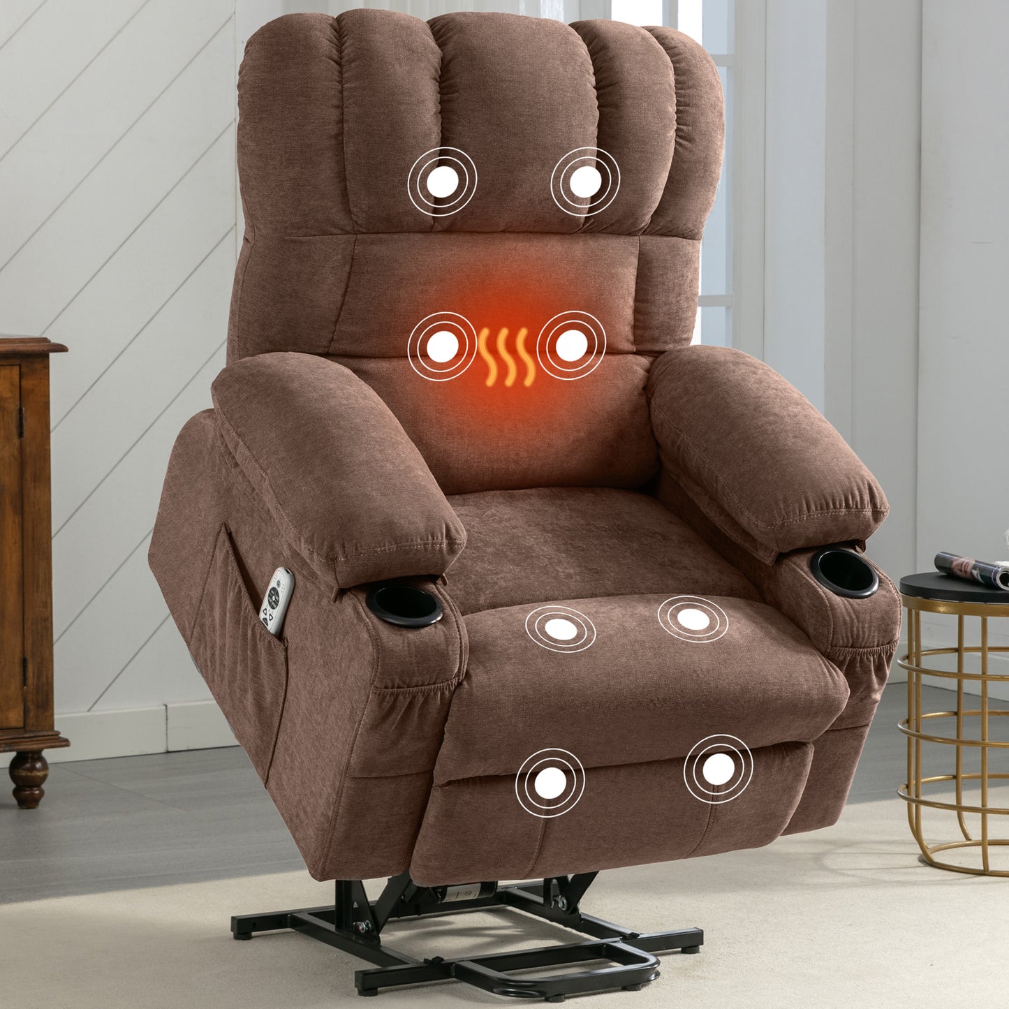 HSUNNS Power Lift Recliner Chair with Heat and Vibration Massage, Fabr HSUNNS Power Lift Recliner Chair with Heat and Vibration Massage, Fabr