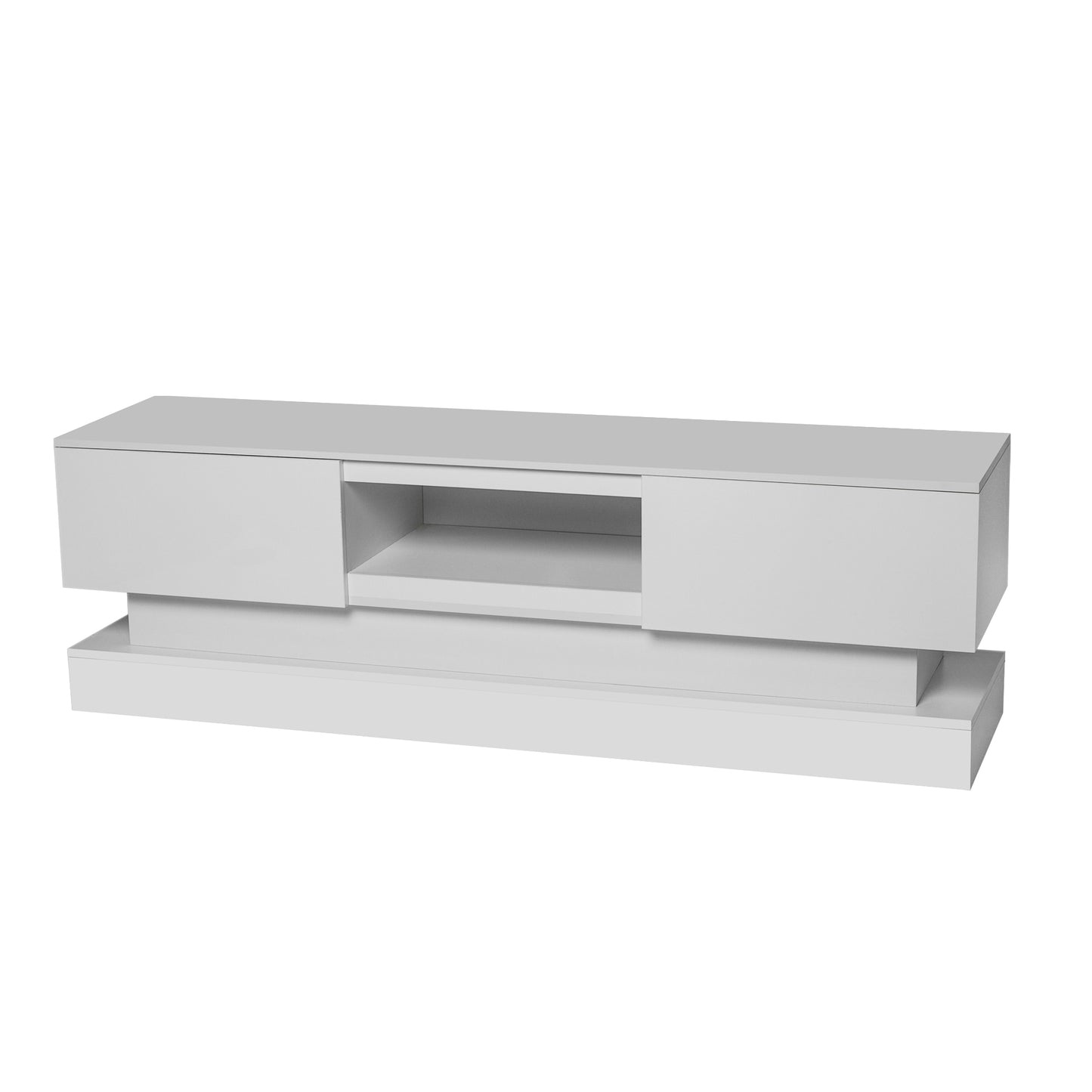 White TV Stand for 65" TVs, HSUNNS High Glossy Front TV Cabinet with 16 RGB Lights, Entertainment Center Media TV Console with 2 Drawers for Living Room Bedroom, Size: 63x16x20in