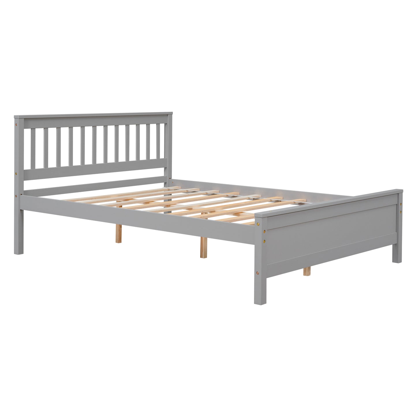2 Piece Twin Size Platform Bed Frame Set with A Nightstand, Headboard and Footboard, Modern Wood Bedside Table with Drawer Storage, Gray